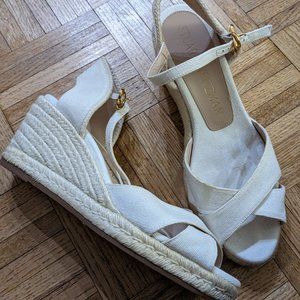 White Stuart Weitzman heeled wedge espadrilles size 8.5